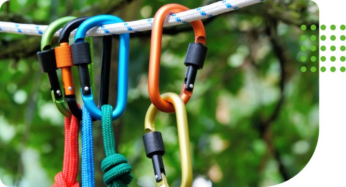 Equipamentos de segurança para tirolesa